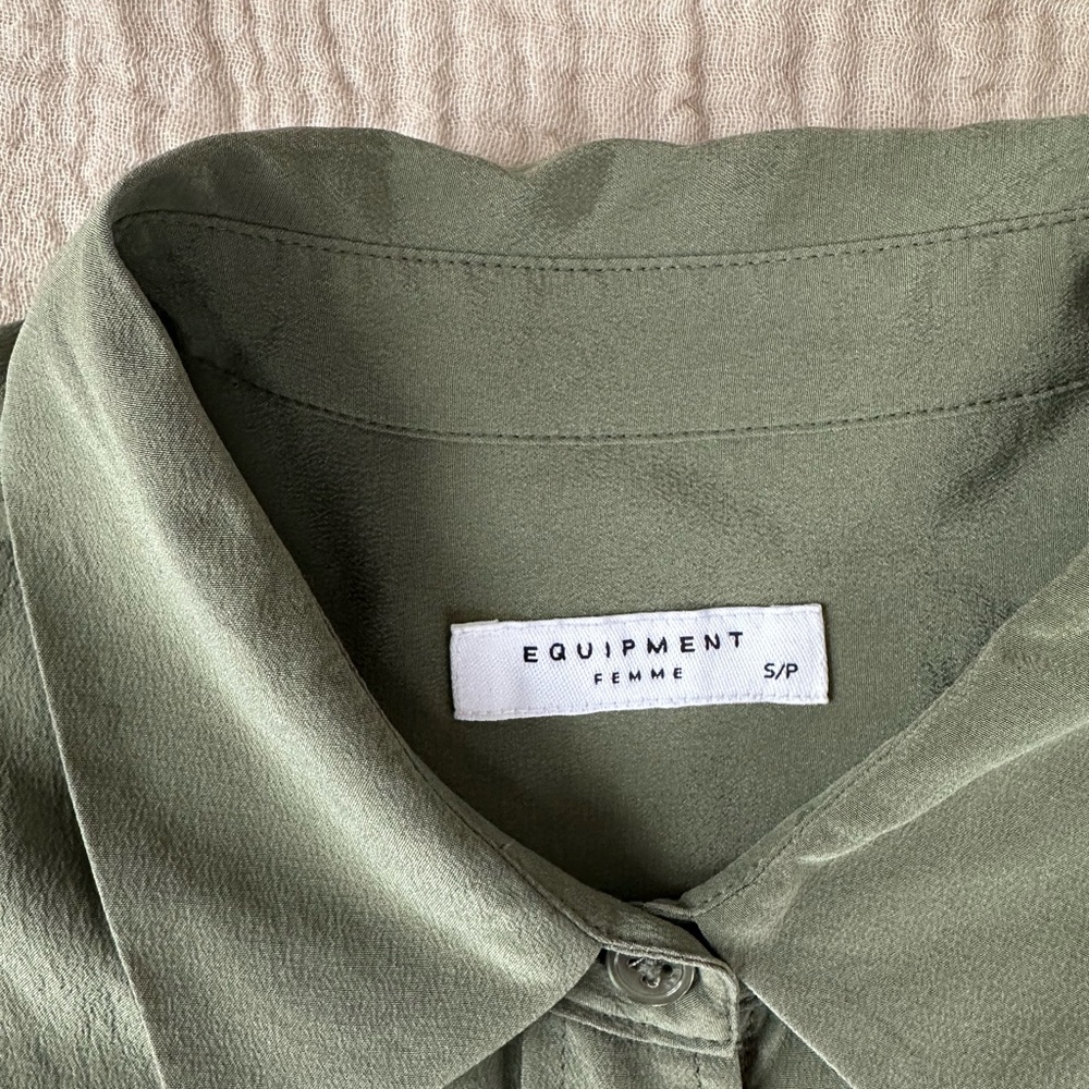 Equipment Olive Green Button Down Small - image 7